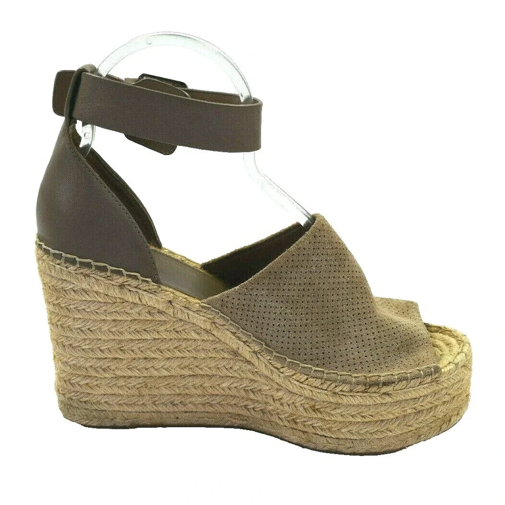 Marc Fisher Adalyn Women's Size 8 M Espadrille Wedge Sandals Peep‎ Toe Suede